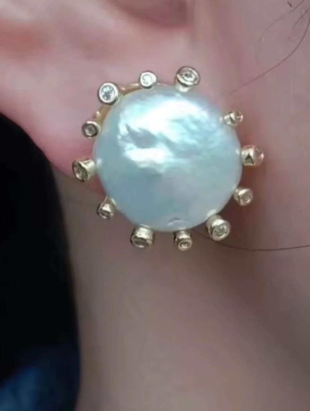 NWT Baroque Pearl GF Earrings & Crystals